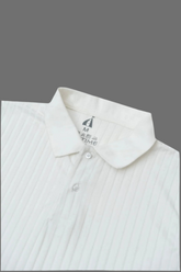 White Ribbed Knit Polo Shirt