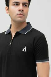 Black Quarter Zipper POLO Shirt