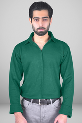 Korean Buttonless Shirt Green Full Sleeve