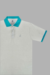 MILANO White Polo Shirt with Emerald Collar