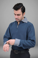 Quarter Zipper Knitted Shirt