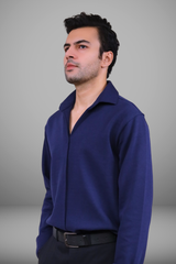 Korean Buttonless Shirt - Blue