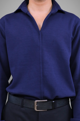 Korean Buttonless Shirt - Blue