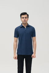 Ink blue V-Neck Waffle Knit POLO Shirt
