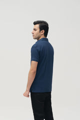 Ink blue V-Neck Waffle Knit POLO Shirt