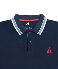 Navy Captain Polo Shirt with Red Edge Piping Placket